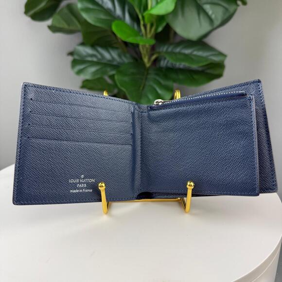 💎✨Authentic Louis Vuitton Navy Blue Leather Wallet Card Organizer - Picture 2 of 7